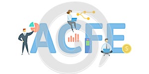 ACFE, Association of Certified Fraud Examiners. Concept with keyword, people and icons. Flat vector illustration