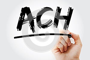 ACH - Automated Clearing House acronym with marker, business concept background