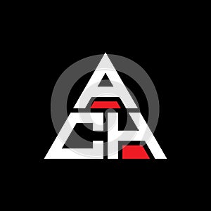 ACH triangle letter logo design with triangle shape. ACH triangle logo design monogram. ACH triangle vector logo template with red