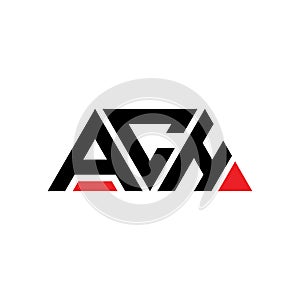 ACH triangle letter logo design with triangle shape. ACH triangle logo design monogram. ACH triangle vector logo template with red