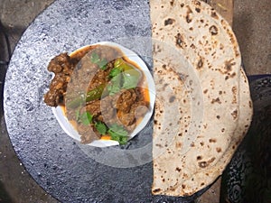 Achar gosht roti lunch dinner meat indian Pakistani food