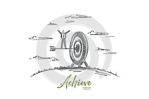 Achieve concept. Hand drawn isolated vector.