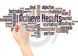 Achieve Results word cloud hand writing concept