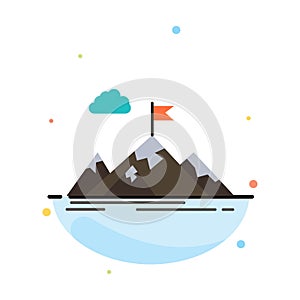 Achievement, Aim, Business, Goal, Mission, Mountains, Target Abstract Flat Color Icon Template