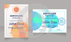 Achievement and appreciation certificate design template set