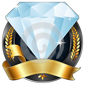 Achievement Award Diamond Jewel with Gold Ribbon