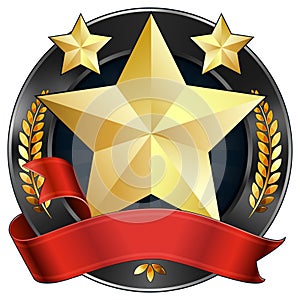 Achievement Award Star in Gold with Red Ribbon photo