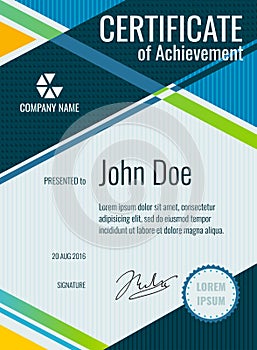 Achievement, award vector certificate design