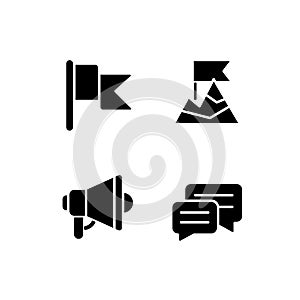 Achievement black glyph icons set on white space
