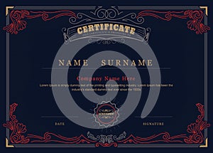 Achievement certificate antique frame elegant flourishes