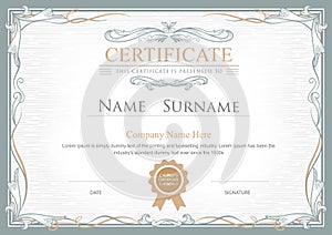 Achievement certificate flourishes vintage vector template