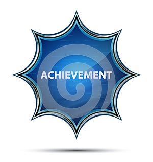 Achievement magical glassy sunburst blue button photo