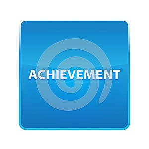 Achievement shiny blue square button photo