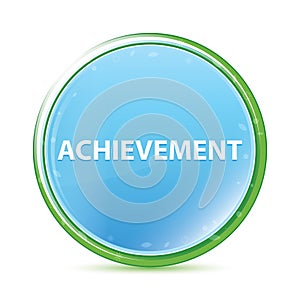 Achievement natural aqua cyan blue round button photo