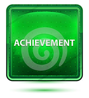 Achievement Neon Light Green Square Button photo