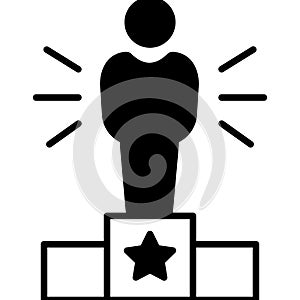 Achiever Half Glyph Vector Icon which can easily modified .