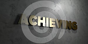 Achieving - Gold text on black background - 3D rendered royalty free stock picture