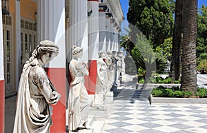 Statues in the Achilleion terrace. Gastouri an Corfu island, Greece. photo