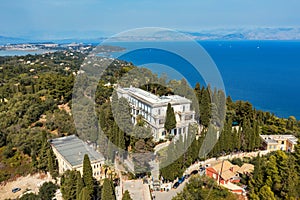 Achilleion palace in Corfu Island, Greece, built by Empress of Austria Elisabeth of Bavaria, also known as Sisi. The Achilleion