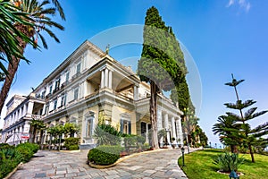 Achilleion palace in Corfu Island, Greece, built by Empress of Austria Elisabeth of Bavaria, also known as Sisi. The Achilleion