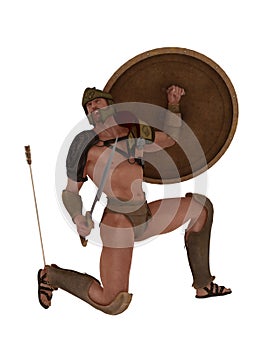Achilles falls with an arrow in his heel