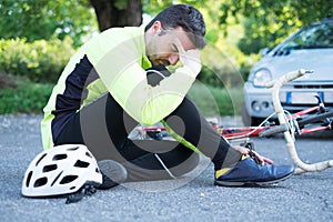 Aching man after bicycle accident