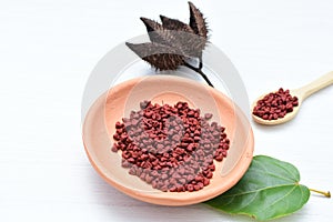 Achiote, annatto, bixin, urucÃº or onoto is a natural red pigment for coloring and cooking