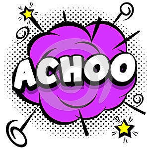 achoo Comic bright template with speech bubbles on colorful frames photo