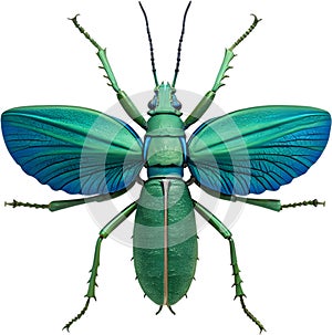 Vibrant Achrioptera stick insect with elegant natural posture.