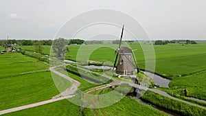 Achtkante windmill at Streefkerk village in the Netherlands