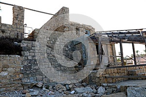 Achziv Park - the ruins of an ancient port of the crusader era on the shores of the Mediterranean Sea photo