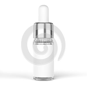 Acial serum clear glass bottle for cosmetic products design mock-up. Beauty care oil serum. Isolated on white background