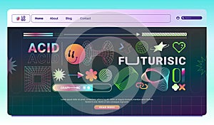 Acid aesthetic landing page in gradient style