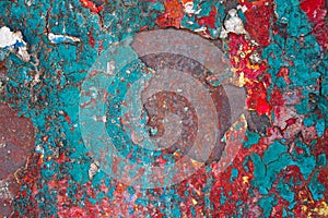 Acid background with red, blue colors and rust with spot