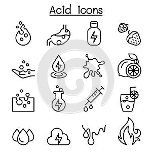 Acid icon set in thin line style