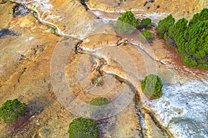 Acid mine drainage at site of abandoned copper mine, Cyprus