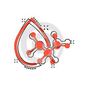 Acid molecule icon in comic style. Dna cartoon vector illustration on white isolated background. Amino model splash effect