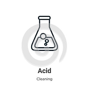 Acid outline vector icon. Thin line black acid icon, flat vector simple element illustration from editable cleaning concept
