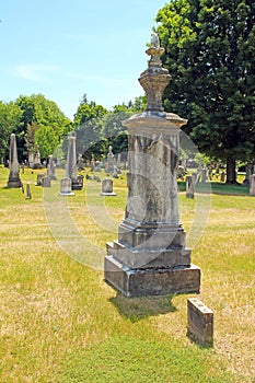 Acid rain on cemetery headstone