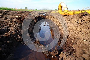 acid trailed in soil due to chemical spillage
