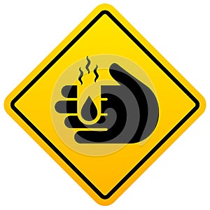 Acid warning sign, chemical burn hazard