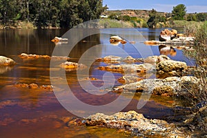 Acidic rio ()river Tinto in Niebla (Huelva)