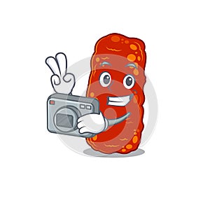 Acinetobacter bacteria mascot design as a professional photographer working with camera