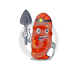 Acinetobacter bacteria miner cartoon design concept with tool and helmet