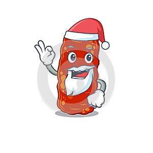 Acinetobacter bacteria Santa cartoon character with cute ok finger