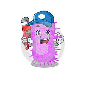 Acinetobacter baumannii Smart Plumber cartoon character design with tool