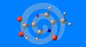 Acipimox molecular structure isolated on blue
