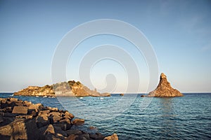 Acitrezza island lachea and faraglione