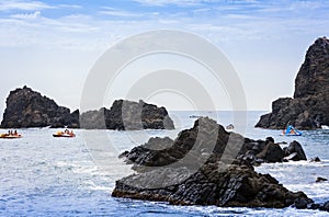 Acitrezza rocks of the Cyclops, sea stacks in Catania, Sicily, Italy