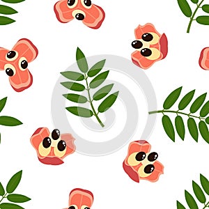 Ackee Fruit. Seamless Vector Patterns